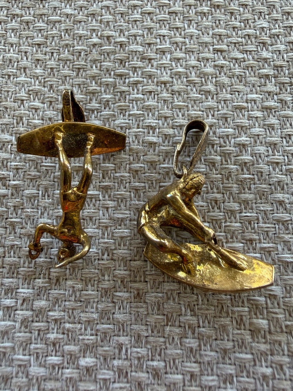 Wakeboard Gold Vermeil Charms Set Of 2 Water Sport Wake Board charms